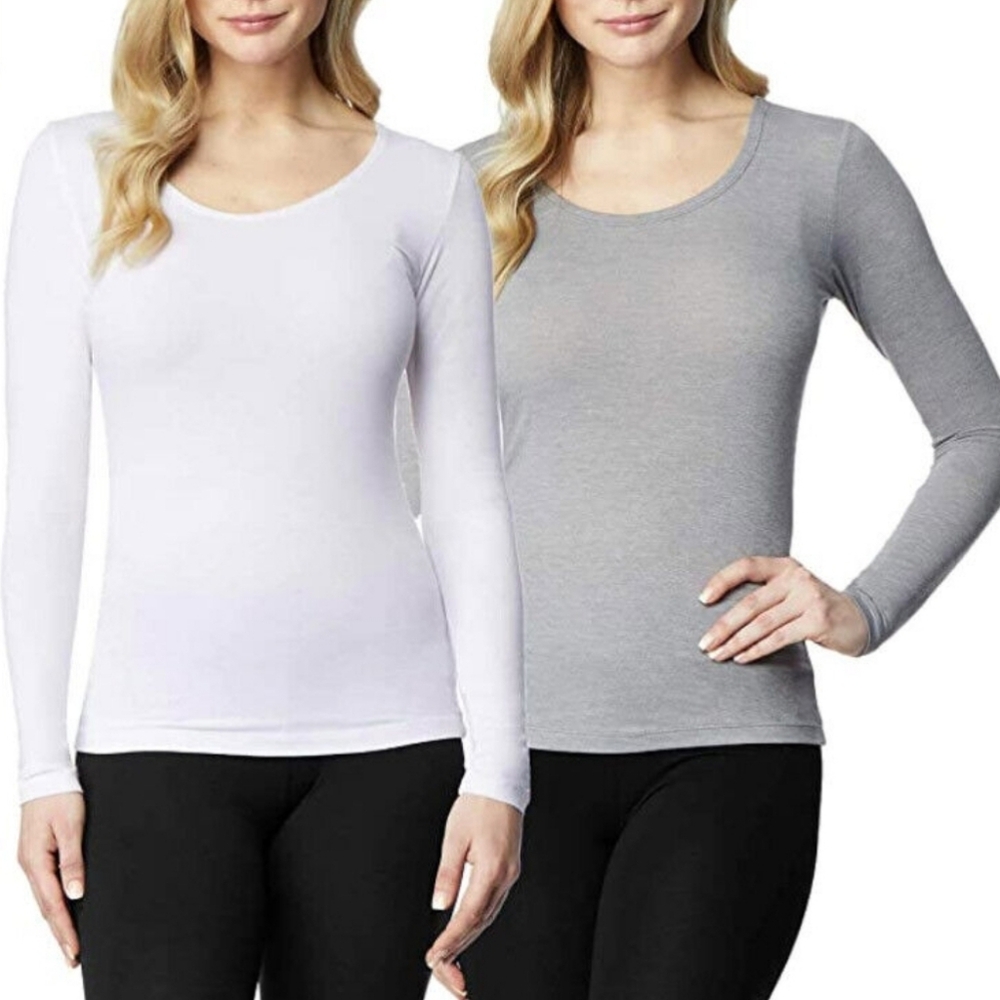 32 Degrees 2 Pack Lightweight Scoop Neck Long Sleeve Tee Baselayer Size Large
